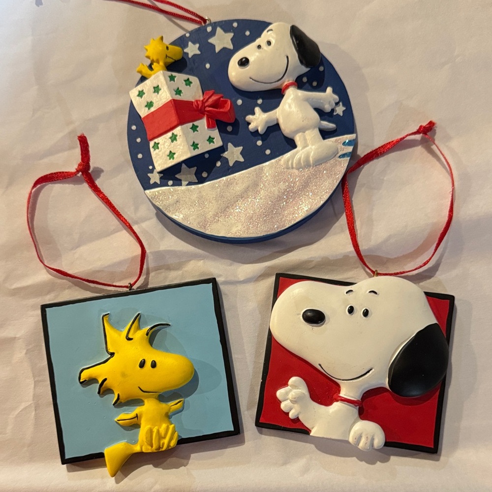 Snoopy and Woodstock Christmas Ornaments